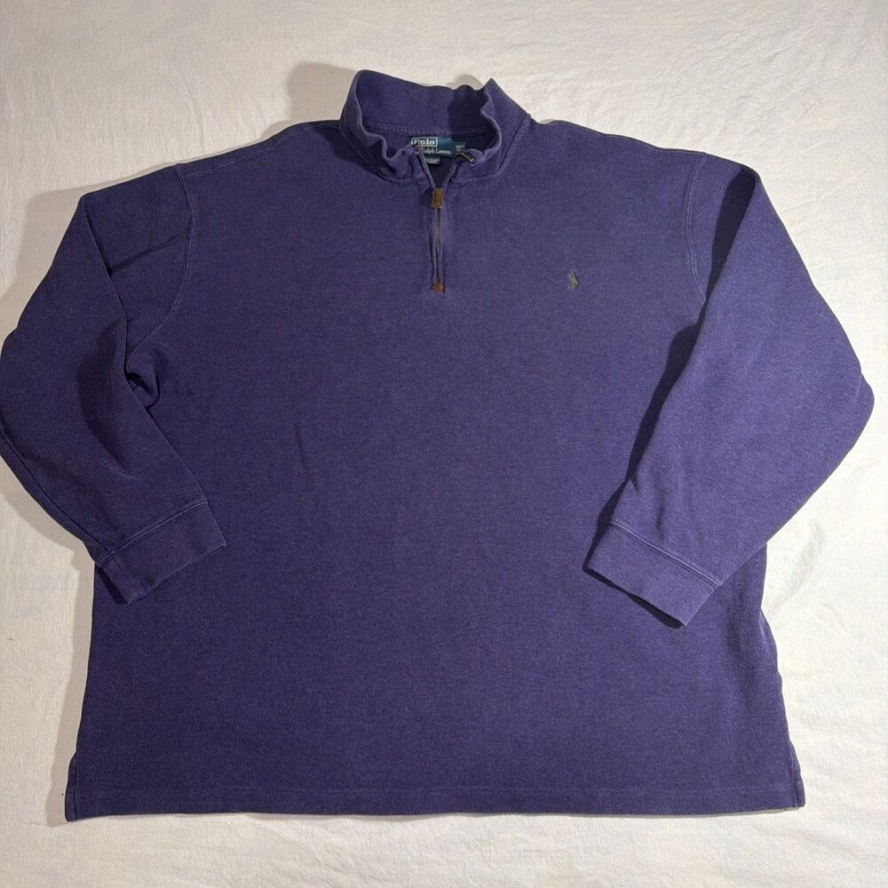 Polo Ralph Lauren Sweater Mens Size 3XL Purple Quarter Zip Mock Neck